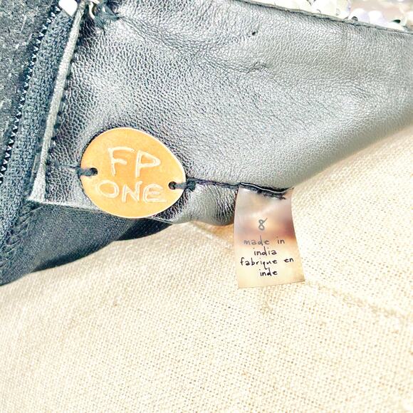 Free People FP One Silver Black Reversible Sequin Mini Skirt - Picture 5 of 6